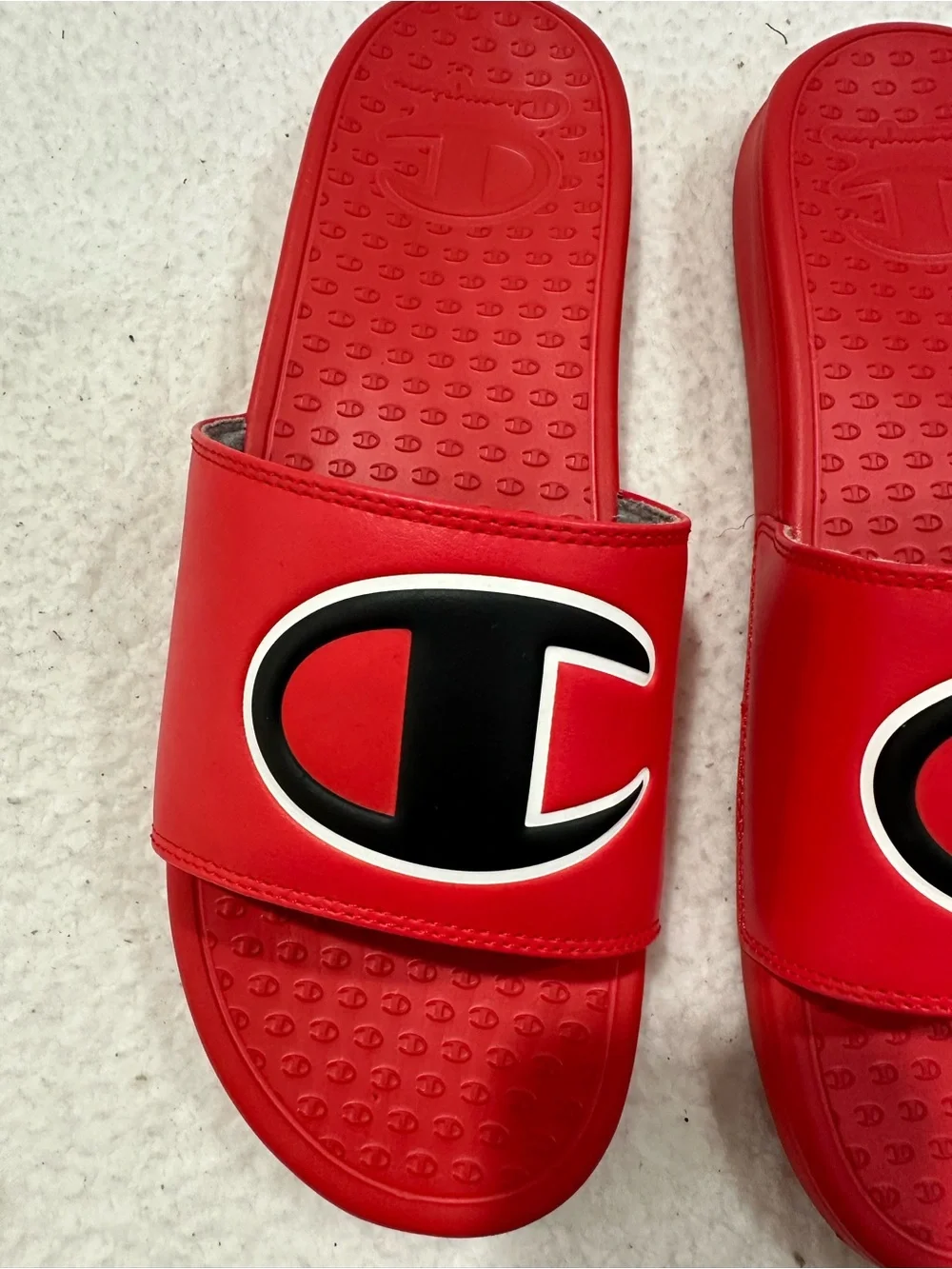 Champion Red Slide Sandals